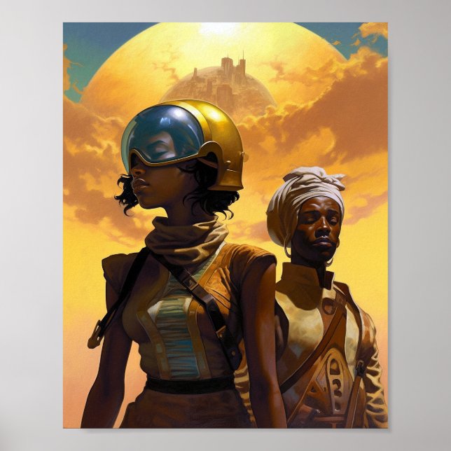 Affiche Explorateurs de planètes science-fiction Afrofutur (Devant)