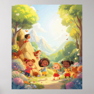 Affiche Explorateurs Joyeux - Nature Aventure Wall Art
