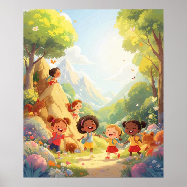 Affiche Explorateurs Joyeux - Nature Aventure Wall Art (Devant)