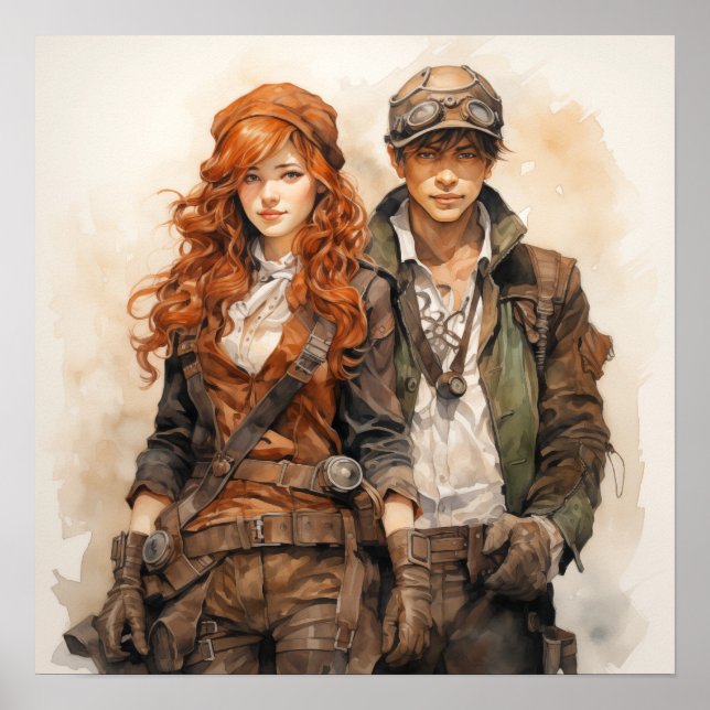 Affiche Explorateurs Steampunk Intrepid Dynamic Duo Art (Devant)