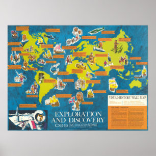 Affiche Exploration and Discovery Visual-History World Map
