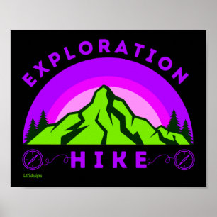 Affiche EXPLORATION Randonnée pédestre randonneur cadeau