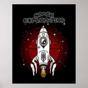 Affiche Exploration spatiale du futurisme rétro