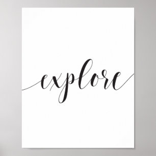 Affiche Explore Calligraphy Black and White Inspirational
