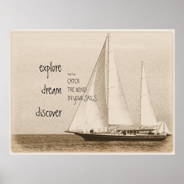 Affiche Explore Dream Inspiration Quote Sailboat Photo (Devant)