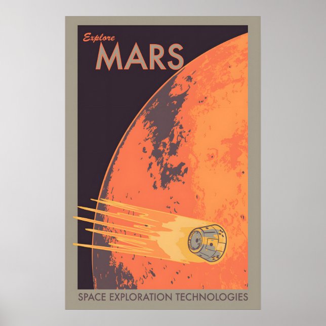 Affiche Explorer Mars Style Rétro Exploration de Mars NASA (Devant)