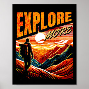 Affiche Explorer plus d'aventure de randonnée design vinta