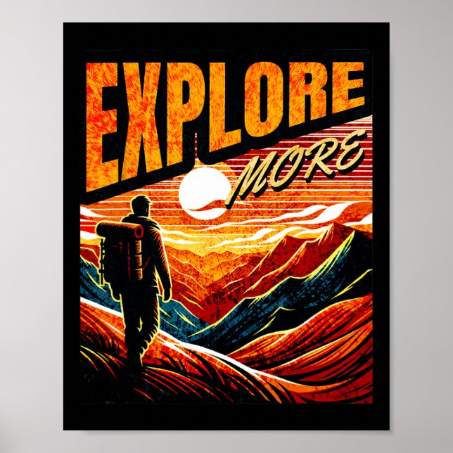 Affiche Explorer plus d'aventure de randonnée design vinta (Devant)