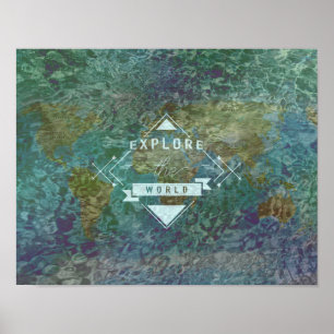 Affiche Explorez la carte du monde et arrosez l'affiche