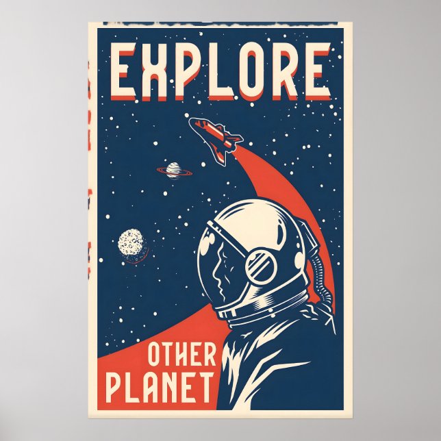 Affiche Explorez l'affiche de voyage spatial d'une autre p (Devant)