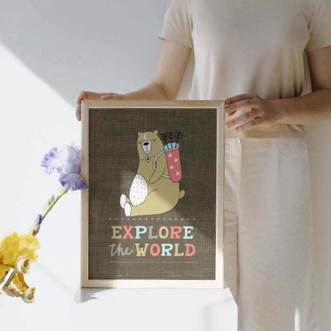 Affiche Explorez le monde Boho Bear Kids (Créateur téléchargé)