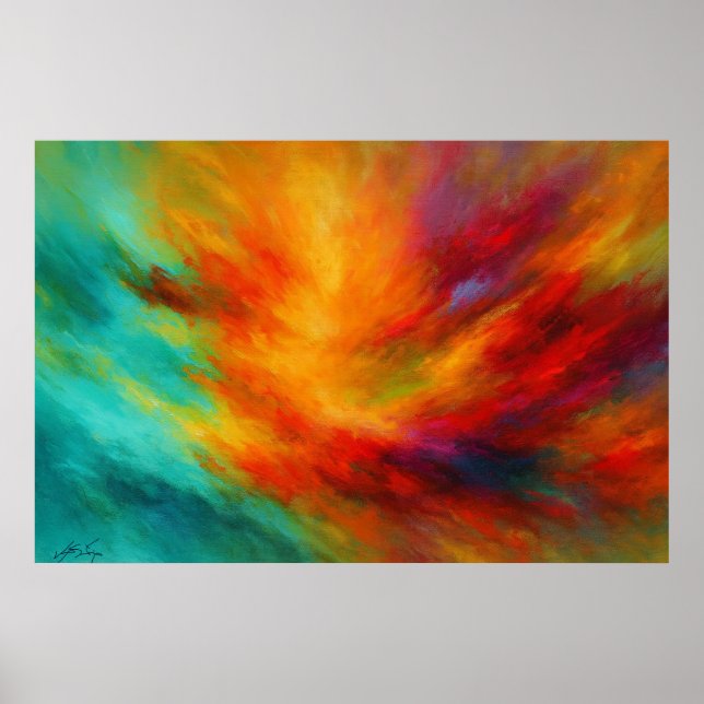 Affiche Explosion Abstraite de Couleurs Éclatantes (Devant)