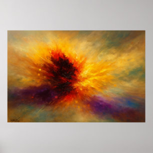 Affiche Explosion Abstraite de Feu Cosmique en Couleur Viv