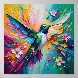 Affiche Explosion de colibri coloré