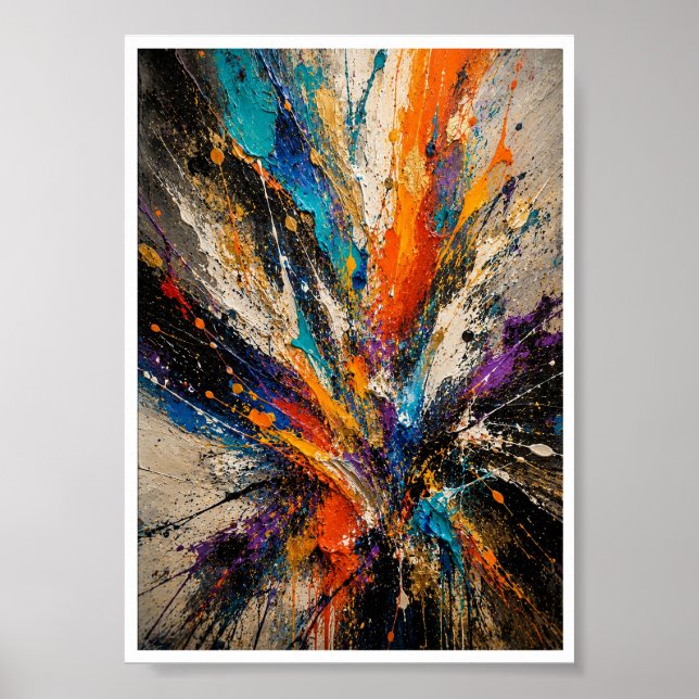 Affiche Explosion de Couleur Abstrait  (Devant)