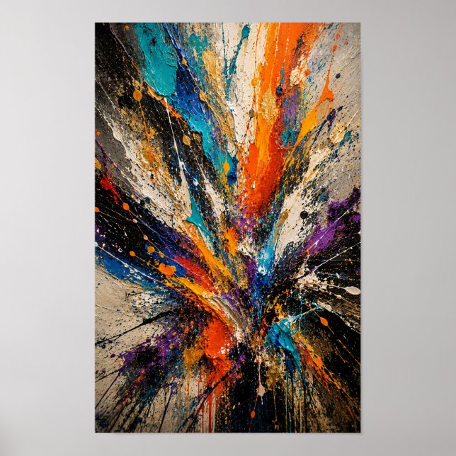 Affiche Explosion de Couleur Abstrait  (Devant)