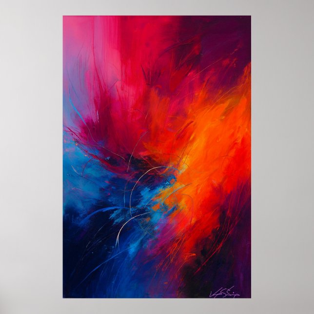 Affiche Explosion de Couleur Abstraite Inferno Bloom (Devant)