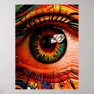 Affiche Explosion de Couleur Œil – Réalisme Abstrait Vibra