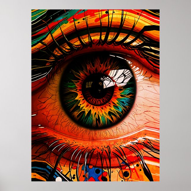 Affiche Explosion de Couleur Œil – Réalisme Abstrait Vibra (Devant)