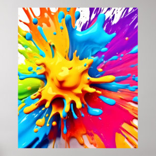 Affiche Explosion de couleur : plaque de peinture Abstrait