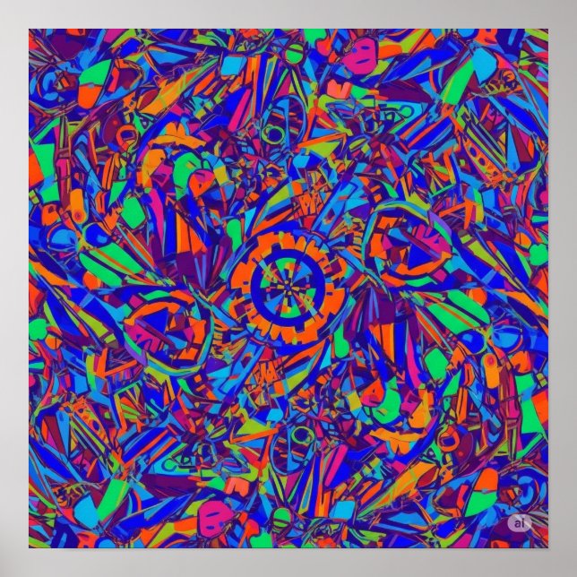 Affiche Explosion de couleur pleine image (Devant)