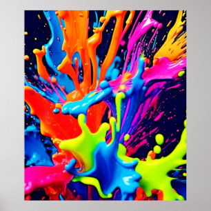 Affiche Explosion de fluide de peinture néon