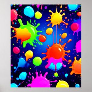 Affiche Explosion de peinture abstraite vibrante