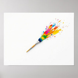 Affiche Explosion de pinceau coloré Art Splash artistique