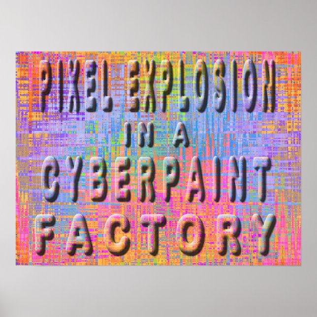 Affiche Explosion de pixels dans une usine de cyberpeintur (Devant)