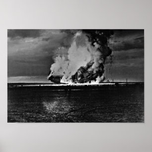 Affiche Explosion de Zeppelin - Catastrophe du Hindenburg 