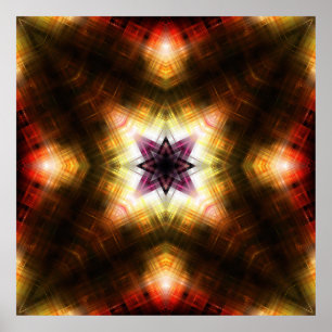 Affiche Explosion d'étoile géométrique radiante avec lumiè