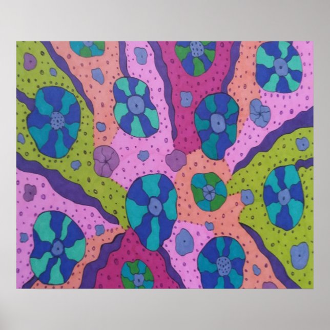 Affiche Explosion du dessin Abstrait couleur (Devant)