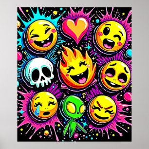 Affiche Explosion Emoji Joueuse