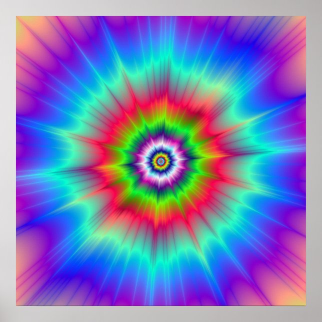 Affiche Explosion en bleu rouge vert et violet (Devant)