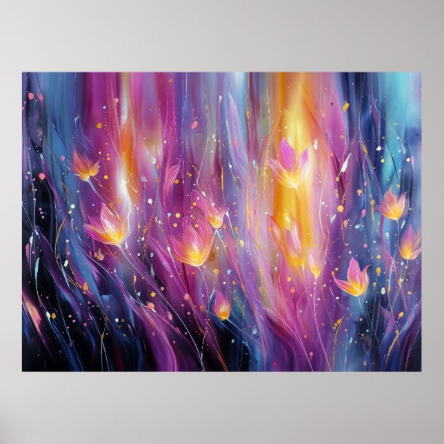 Affiche Explosion florale lumineuse abstraite (Devant)