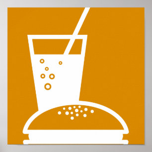 Affiche explosion orange de goût d'hamburger et de