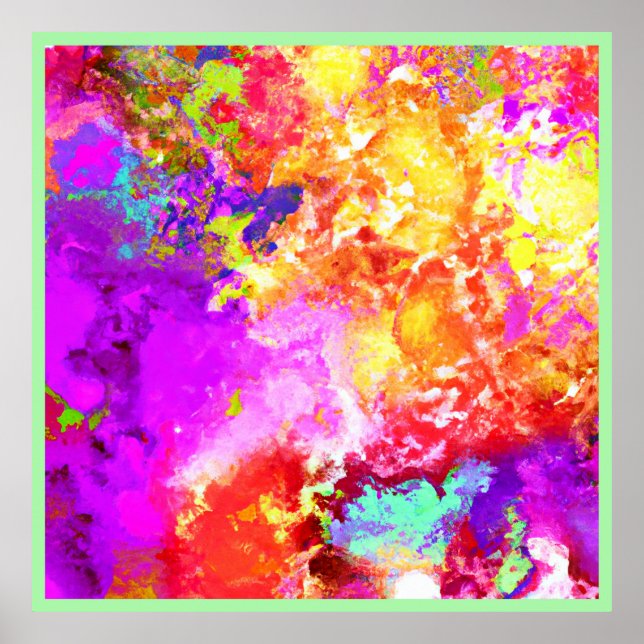 Affiche Explosions Abstraites de couleurs artistiques (Devant)