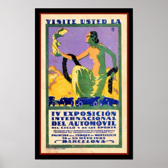 AFFICHE EXPOSITION AUTOMOBILE VINTAGE 1925 (Devant)