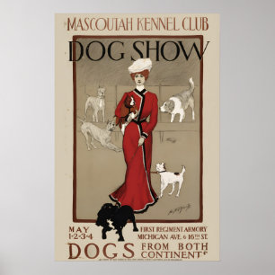 Affiche Exposition canine du 1901 Mascoutah Kennel Club de