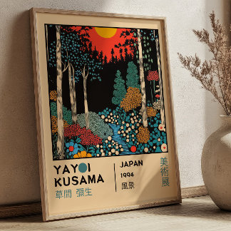 Affiche Exposition d'art de paysage japonais Yayoi Kusama