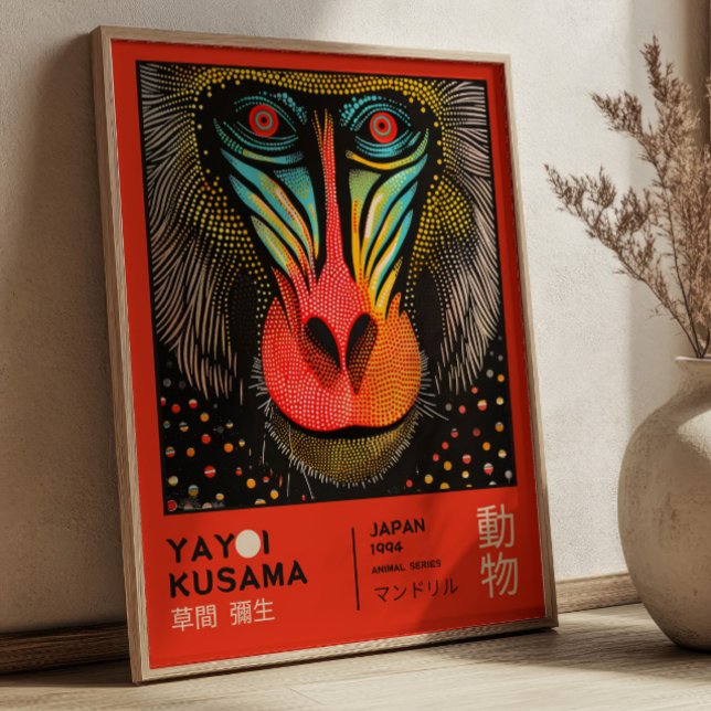 Affiche Exposition d'art japonais Mandrill de Yayoi Kusama (Créateur téléchargé)