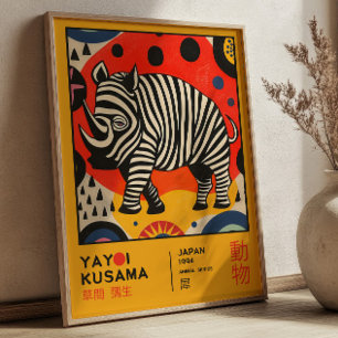 Affiche Exposition d'art japonais rétro Yayoi Kusama Rhino