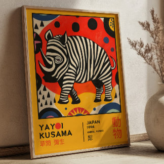 Affiche Exposition d'art japonais rétro Yayoi Kusama Rhino