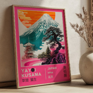 Affiche Exposition d'art japonais Scenery Rose Yayoi Kusam
