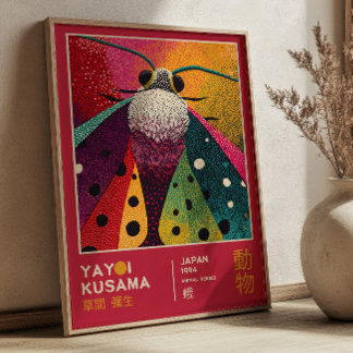 Affiche Exposition d'art japonais Yayoi Kusama Papillon In