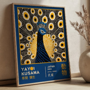 Affiche Exposition d'art japonais Yayoi Kusama Peacock Bir