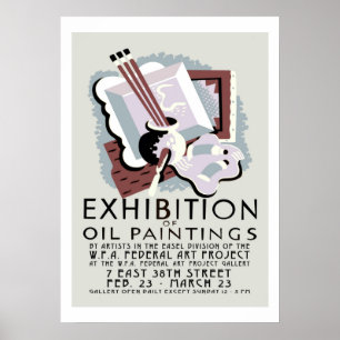 Affiche Exposition de peintures à l'huile