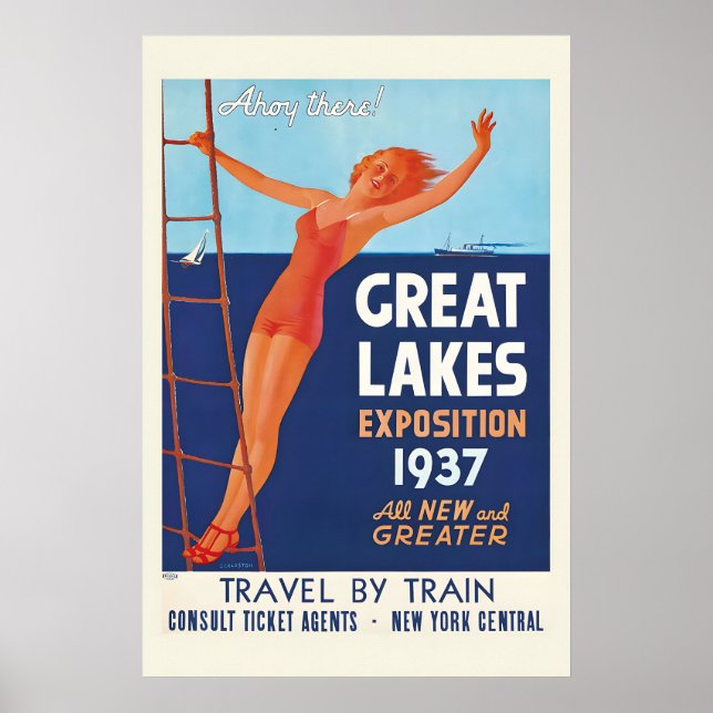 Affiche Exposition des Grands Lacs des années 1930 Clevela (Devant)
