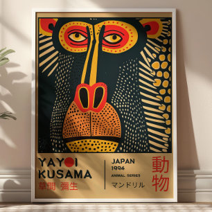 Affiche Exposition d'illustration de mandrill d'art Yayoi
