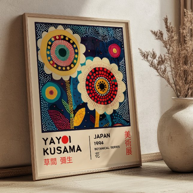 Affiche Exposition Florale Yayoi Kusama Rétro Botanique (Créateur téléchargé)
